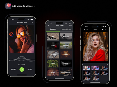 Add Music to Video app background music flat ui logo mobile mobile app ui video editor video maker