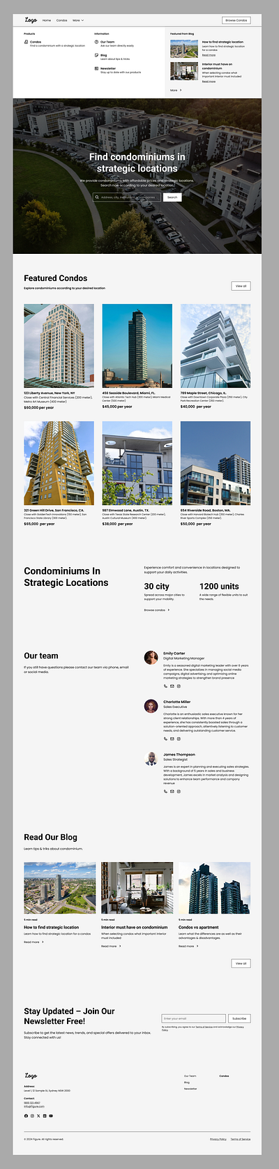 Landing Page Condominium Minimalist condominium landing page minimalist property web design