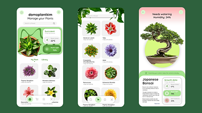 An app to take care of your plants "domoplantkim" graphic design ui web design