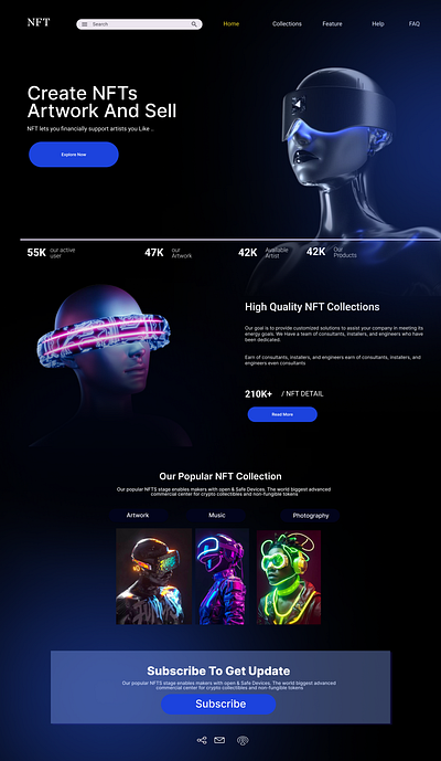 NFT Collection Website Landing Page graphic design landing page nft ui web ui design