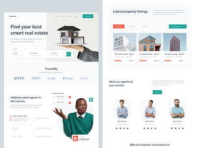 Homelun - Real Estate Landing Page agent apartment business home design home search landingpage listing property real estate real estate landig page real property realestate app realty residence saas vektora web design