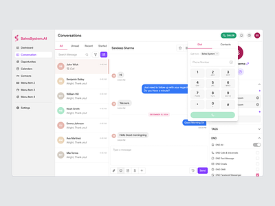 Conversation page app chat conversation dashboard dial dial pad messages navigation phone ui ux zenork