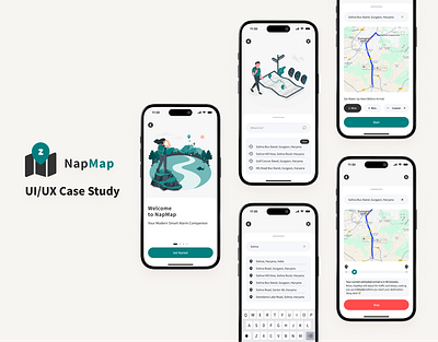 NapMap: Smart Alarm Clock Concept UI/UX Case Study app design branding case study concept design designinspiration figma minimalist design modern design product design ui uiux uiux case study