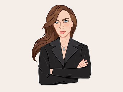 Lady in the jacket character dissatisfied girl illustration jacket sticker stickerpack telegram telegram sticker vector woman