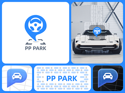 Park car design logo mark park sign ui