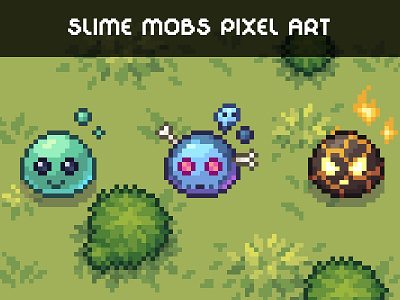 Free Slime Mobs Pixel Art Top-Down Sprite Pack 2d art asset assets fantasy game game assets gamedev illustration indie indie game mmorpg monster monsters pixel pixelart pixelated rpg top down topdown