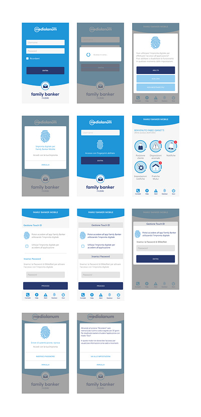 App for Family Bankers - Banca Mediolanum app design ui user interface ux wireframe