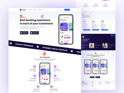 Booking App Landing Page animation clean design graphic design illustration minimal motion graphics responsive design template trendy design ui ui ux web design