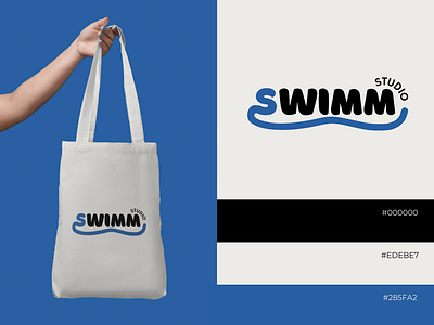 Swimm Bag & Logo bag blue brand branding concept design guide logo simpel swimming totebag water