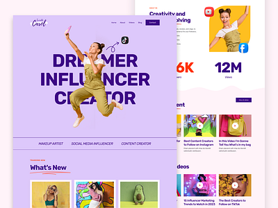 Influencer Personal Portfolio Website design influencer landing page minimal portfolio ui ux website design