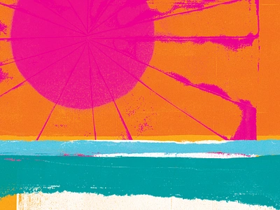 Malibu surf vibes beer branding collage design graphic design illustration ink jelly print label lettering letterpress logo summer sunset type typography vector