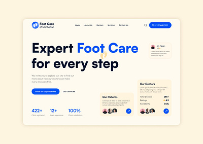 FootCare Website Landing Page Re-design color colors design figma grid system hero section landing page redesign typography ui ux