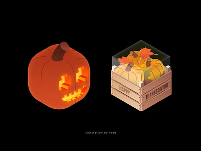 Festival icon festival halloween illustration isometric lantern pumpkin thanksgiving day