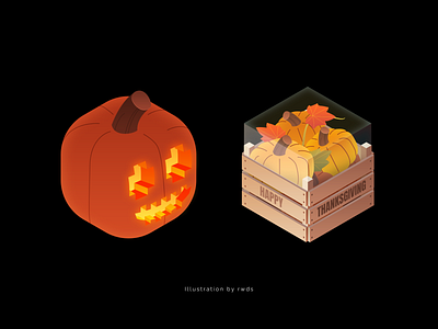 Festival icon festival halloween illustration isometric lantern pumpkin thanksgiving day