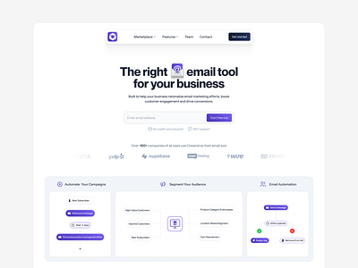 Cresend - Hero Section design email marketing saas ui ux web web design