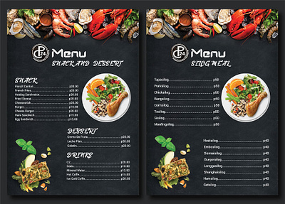 Black Themed Minimalistic Menu Card Design graphic design