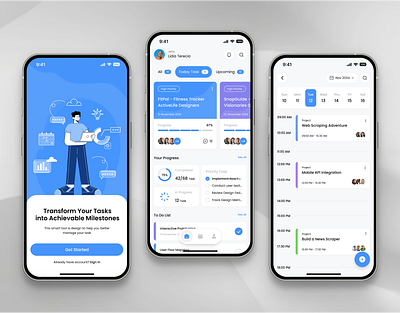 AchieveFlow - Task Management App achieve aesthetic ai calendar design graphic design management mobile productivity task task management to do list track ui uiux