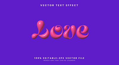 Love 3d editable text style Template emotion