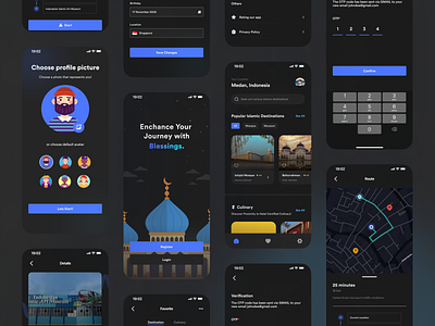 Safar - Islamic Destination App🌜 dark mode figma mobile ui