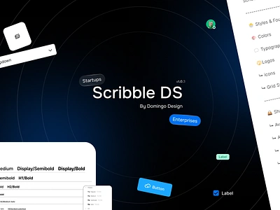 Scribble DS By Domingo dark mode designkit designsystem saasdesign typography typographysystem uicomponents uiconsistency uxdocumentation uxguide variables