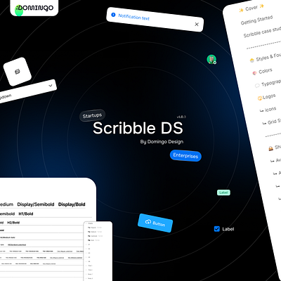 Scribble DS By Domingo dark mode designkit designsystem saasdesign typography typographysystem uicomponents uiconsistency uxdocumentation uxguide variables