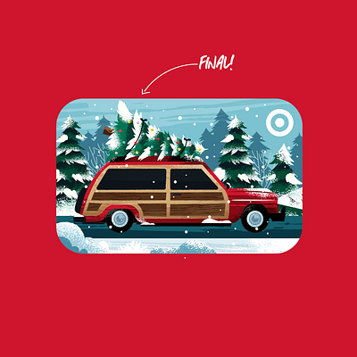 Target Gift Card car christmas design gift card illustration snow target wagon