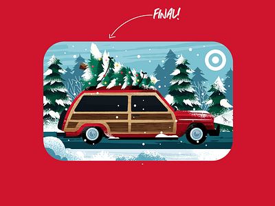 Target Gift Card car christmas design gift card illustration snow target wagon