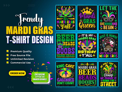 Mardi Gras T-Shirt Design Bundle