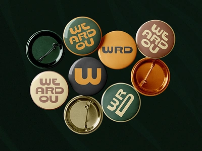 WRD Pins brand identity branding identity lettering logo pins retro vintage weardou weird identity wordmark variations