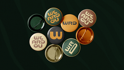 WRD Pins brand identity branding identity lettering logo pins retro vintage weardou weird identity wordmark variations