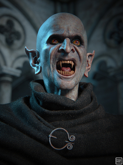 Old Vampire 3d character character design digital art gothic horror illustration portrait render skin texture vampire