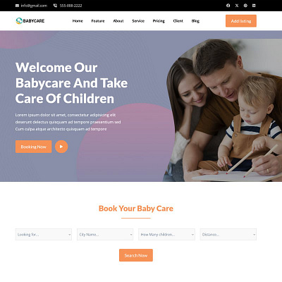 Babycare - Babysitter & Nurse HTML Landing Page Template animation branding design flat illustration logo minimal typography website