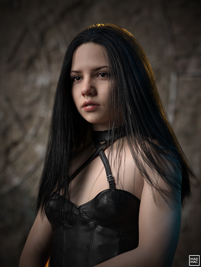 Portrait of a dark haired girl 3d dark darkeyes digital art girl gothic gothicgirl illustration paleskin por portrait render