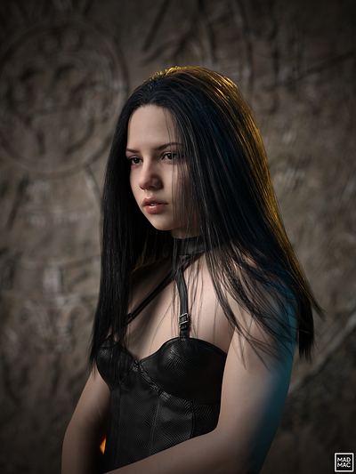 Portrait of a dark haired girl 3d character character design dark darkeyes daz3d digital art girl gothic gothicgirl illustration native paleskin por portrait render texture