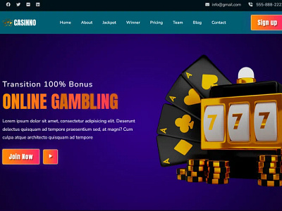 Casinno - Online Gambling & Casino HTML5 Landing Page Template animation branding design flat illustration logo minimal typography ui website