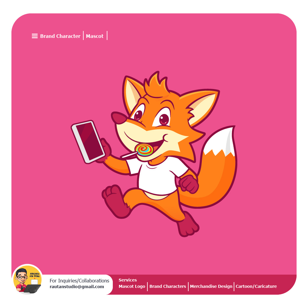 Sweet Fox Brand Character branding candy cartoon character fox illustration logo mascot sweet vector