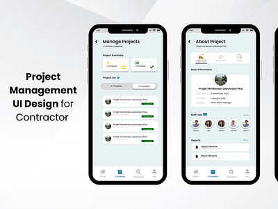 Project Management UI Design for Contractor App appdesign contractorapp projectmanagement uiux