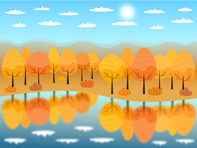 Beautiful golden autumn 🌞🍂🧡💛 autumn autumn landscape autumn trees clouds design digitalart digitalillustration golden autumn graphic design illustration sky sunny vector vector illustration