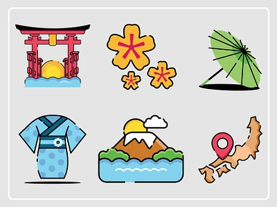 FLAT ILUSTRATION JAPANESE flat flaticon fuji graphic design icon ilustration japan japan torii kimono sakura sign torii