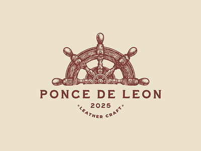 Ponce de lion engraving logo logotype