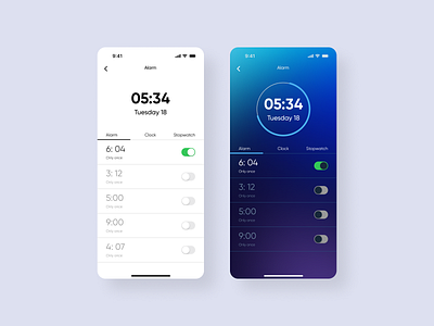 Alarm clock app ui alarm clock app ui figma figma app ui interaction design ui ui design uiux visual design