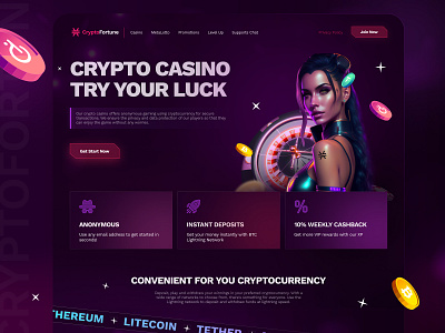 CryptoFortune | Online Casino casino cyberpunk design figma graphic design ui ux web3