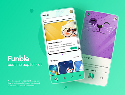 Funble App - Bedtime Books App for Kids bedtime app funble home page ui kids kids app mobile app