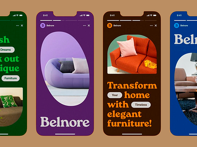 Belnore Furniture Store app application brand branding company design ecommerce furniture homedecor landing page logo logomark minimalism mobile mobile app modern sofa web app website website design