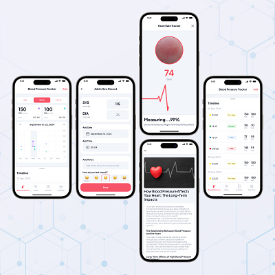 Blood Pressure Tracker App app design ios medicine mobileapp project tracker ui userinterface ux