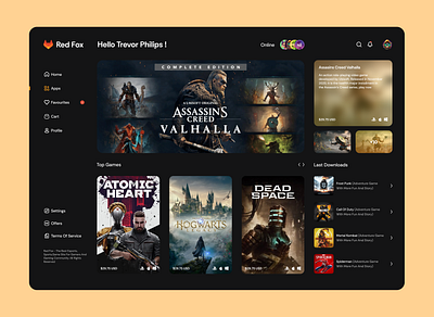 Red Fox - Gaming Hub 3d app design application design branding dashboard mobile app design mobile design product design ui uiux ux visual design web design website