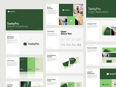 TasklyPro Brand Guidelines ai board brand brand guidelines brand identity branding clean dashboard design green guidelines logo logo ai logo concept management minimalist modern project management saas task