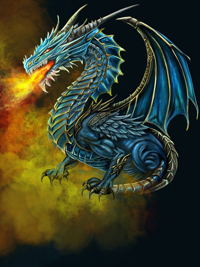 Dragon in flames art character design design digital art digital drawing digital painting game art game design graphic design illustration illustrator inspiration photoshop