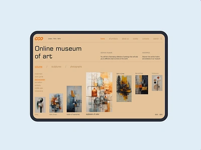 Website — Online museum of art animation art composition creative design figma interface monochrome museum service site ui userfriendly web website