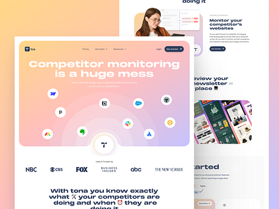 TOA – A Sleek Landing Page for Competitor Activity Track competitor analysis competitors figma flowchart landing page monitoring responsive style guide ui ux